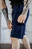 Зручні модні чоловічі шорти карго сині повсякденні з котону, фото 4