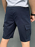 Зручні модні чоловічі шорти карго сині повсякденні з котону, фото 5