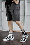 Модні комфортні сірі повсякденні шорти карго для міста з котону, фото 3
