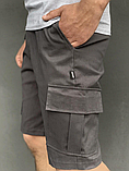 Модні комфортні сірі повсякденні шорти карго для міста з котону, фото 6