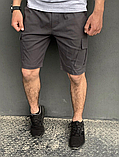 Модні комфортні сірі повсякденні шорти карго для міста з котону, фото 2