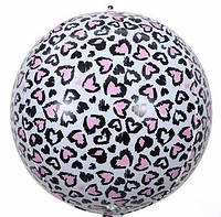 Фольгована кулька КНР (55 см) Сфера 4D Гепард рожевий