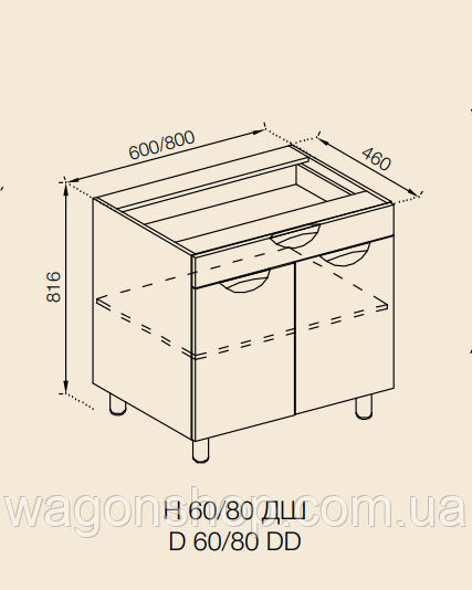 Нижня секція Н 80 ДШ Адель Люкс СМ Світ Меблів, фото 1