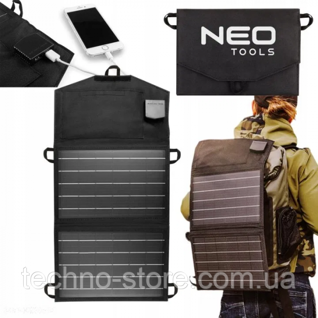 Сонячна панель для заряджання телефонів і повербанків Neo Tools 15W
