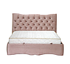 Ліжко з м'якою спинкою двоспальне MeBelle ZARURA 160х200 в класичному стилі, пудрово-рожевий світлий велюр, фото 2