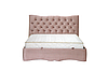 Ліжко з м'якою спинкою двоспальне MeBelle ZARURA 160х200 в класичному стилі, пудрово-рожевий світлий велюр, фото 5