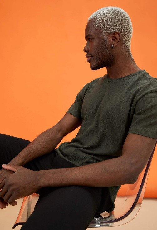 Чоловіча футболка кольору хакі Defacto/Дефакто