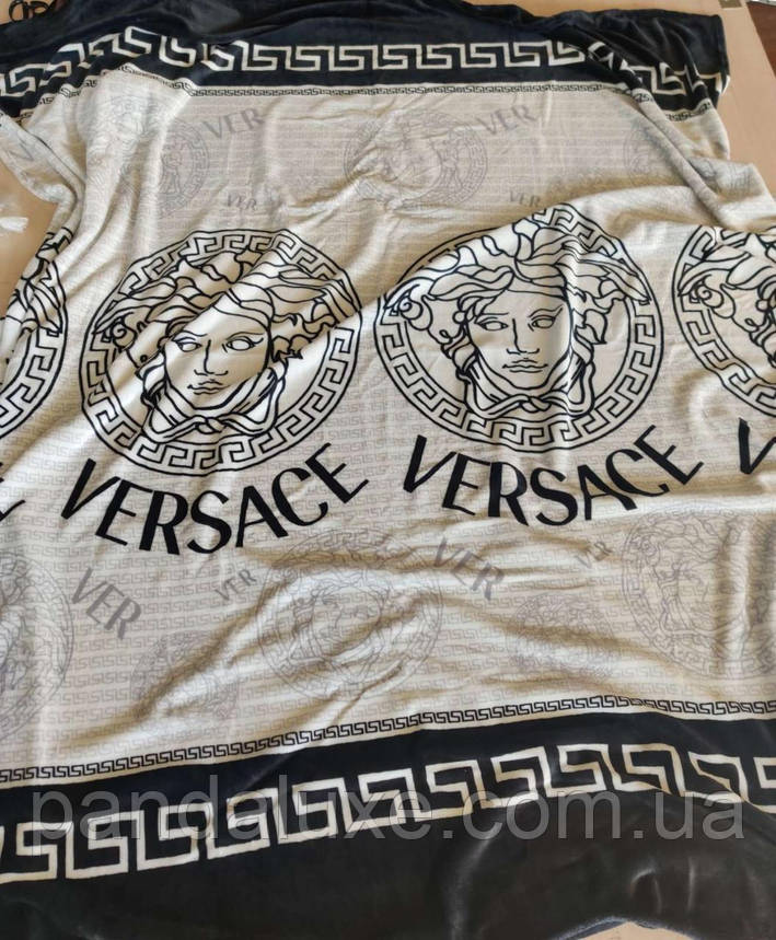 М'який плед покривало велсофт (мікрофібра) полуторний Versace Версаче 160х220 на диван, ліжко, фото 4