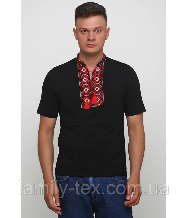 Чоловіча трикотажна сорочка вишиванка на короткий рукав, розмір S, M, L, XL