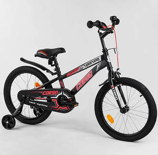 Дитячий велосипед Corso R-18012 діаметр коліс 18", страхувальні колеса, ручне гальмо та дзвіночок