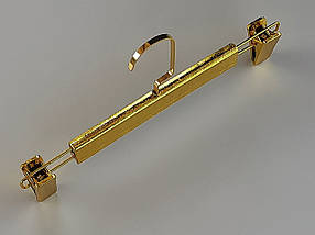Плічка вішалки тремпеля для штанів і спідниць колір золото, довжина 31 см, фото 3