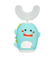 Дитяча ультразвукова зубна щітка типу U. Електрична зубна щітка-капа із силікону для дітей (блакитна)