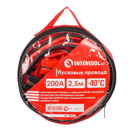 Пускові дроти 200 А, 2.5 м, до -40 °C, чохол INTERTOOL AT-3040, фото 2