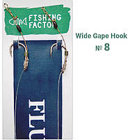 Флюорокарбоновый поводок с мягким волосом fluorocarbon rigs 20 Lb. Wide Gape Hook, 2 шт № 6 № 8