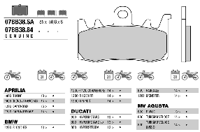 Мотоколодки BREMBO 07BB3884  аналог FDB2213 APRILIA CAPONORD, BMW R1200, BRP Can-Am SPYDER, DUCATI MONSTER