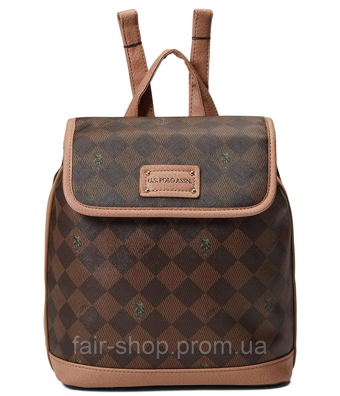 Рюкзак U.S. POLO Diamond Signature Brown/Blush, оригінал. Доставка від 14 днів