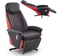 Мягкое кресло раскладное из экокожи Camaro черно-красное на одной ножке в гостиную