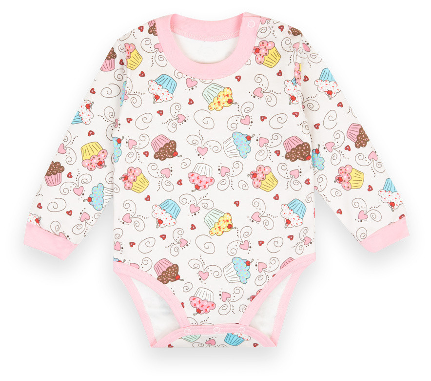 Боді дитяче яселя для дівчинки довгий рукав GABBI BD-22-1-3 Мяу на зріст 86 Рожевий (13208)