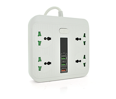 Сетевой фильтр TB-Т18, 4 розетки + 2 USB+ PD, 2 м, сечение 3х0,75мм, 3000W, White, Box