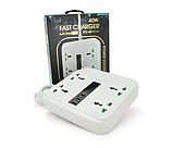 Сетевой фильтр TB-Т18, 4 розетки + 2 USB+ PD, 2 м, сечение 3х0,75мм, 3000W, White, Box, фото 3
