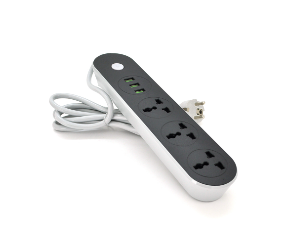 Сетевой фильтр ТВ-Т56, 3 розетки + 3 USB, 2 м, сечение 3х0,75мм, 2500W, Black, Box