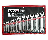 Ключи рожковые YATO: CrV, М=6х7-30х32 мм, Набор 12 шт.