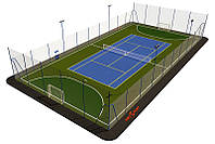 Строительство теннисного корта под ключ Универсальная площадка 18х30 Покрытие Искусственная трава 20 мм