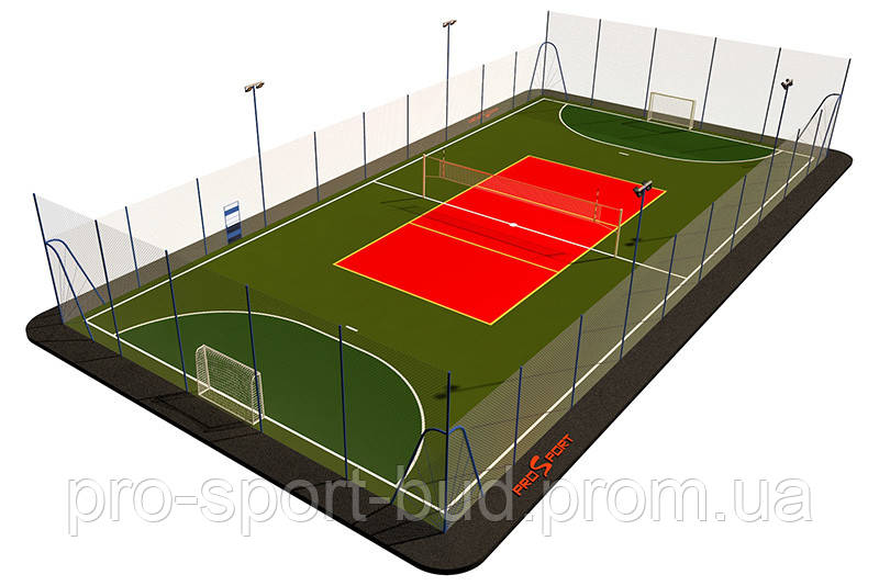 Строительство теннисного корта под ключ Универсальная площадка 18х30 Покрытие Искусственная трава 20 мм - фото 3 - id-p1639284624