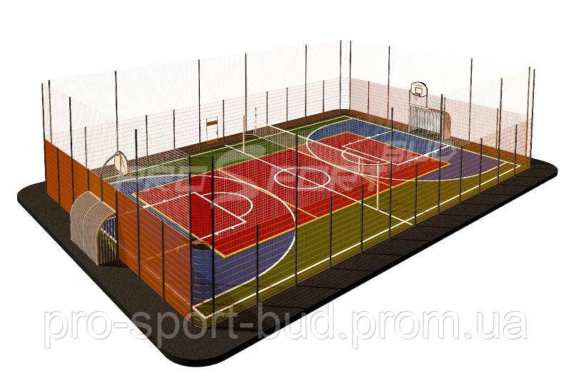 Строительство теннисного корта под ключ Универсальная площадка 16х24 Покрытие Резиновое покрытие 15 мм - фото 4 - id-p1639284828