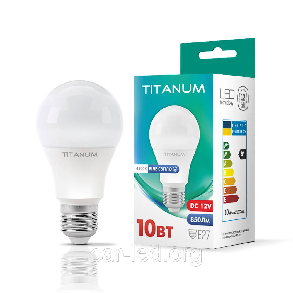 LED лампа TITANUM A60 12V 10W E27 4100K, фото 1