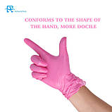 Рукавички одноразові (нітрил/вініл) рожеві М, фото 4