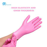 Рукавички одноразові (нітрил/вініл) рожеві М, фото 3