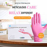 Рукавички одноразові (нітрил/вініл) рожеві М, фото 6