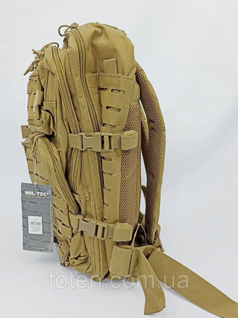 Рюкзак тактический армейский 20 литров койот, мягкая спинка, крепления Molle, Mil-Tec Германия - фото 5 - id-p1621713765