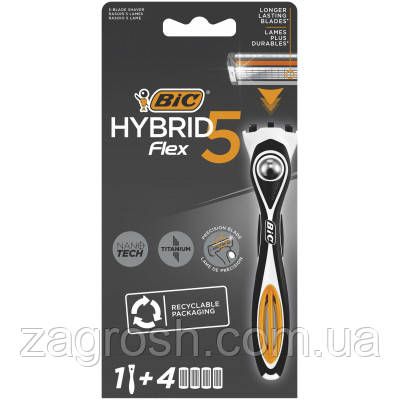 Бритва Bic Flex 5 Hybrid с 4 Сменными Картриджами (3086123644984 ...