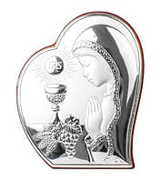 Срібна ікона Пам'ятка Першого Причастя (150х115мм.) (дівчинка)