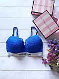 Бюстгалтер Victoria`s Secret синій з білою резинкою, фото 4