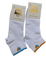 Жіночі шкарпетки короткі бавовняні з патріотичним принтом білі натуральні якості