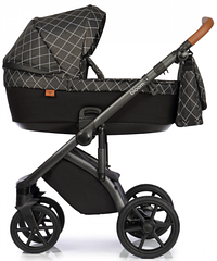 Дитяча коляска універсальна 2 в 1 Roan Bloom 9023-RB-24, Matrix, чорний (Ролан Блум, Польща)