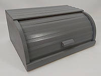 Сіра дерев'яна хлібниця ручної роботи з бука 37x27 см, висота 17 см натуральна деревина, карпатський стиль, довговічна з висувно