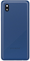 Задняя крышка Samsung A013 Galaxy A01 Core синяя + стекло камеры