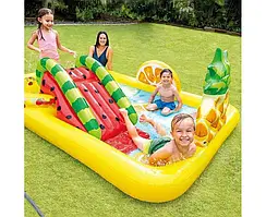 Intex 57158 дитячий надувний центр із гіркою Фрукти FUN'N FRUITY PLAY CENTER об'єм 493олітра