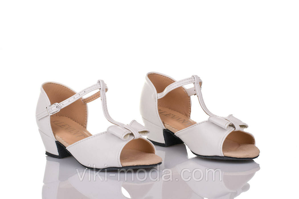 Туфли для танцев блок-каблук "Лиза" белая кожа 21.5 - фото 2 - id-p1639312244