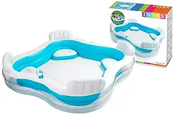 Надувний басейн із сидіннями intex 56475 надувний басейн 229x229x66 см 882 літрі