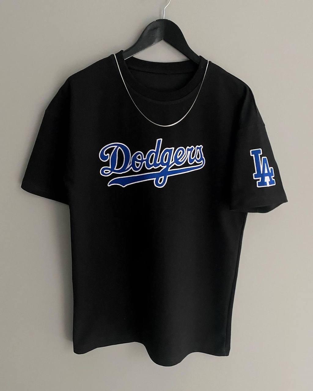 Футболка чоловіча чорна повсякденна з коротким рукавом брендова літо Old School Dodgers, фото 1