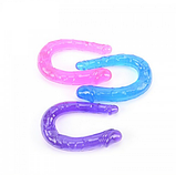 Двосторонній фаллос силіконовий фіолетовий, подвійний фалоїмітатор гнучкий, інтимні іграшки, фото 6