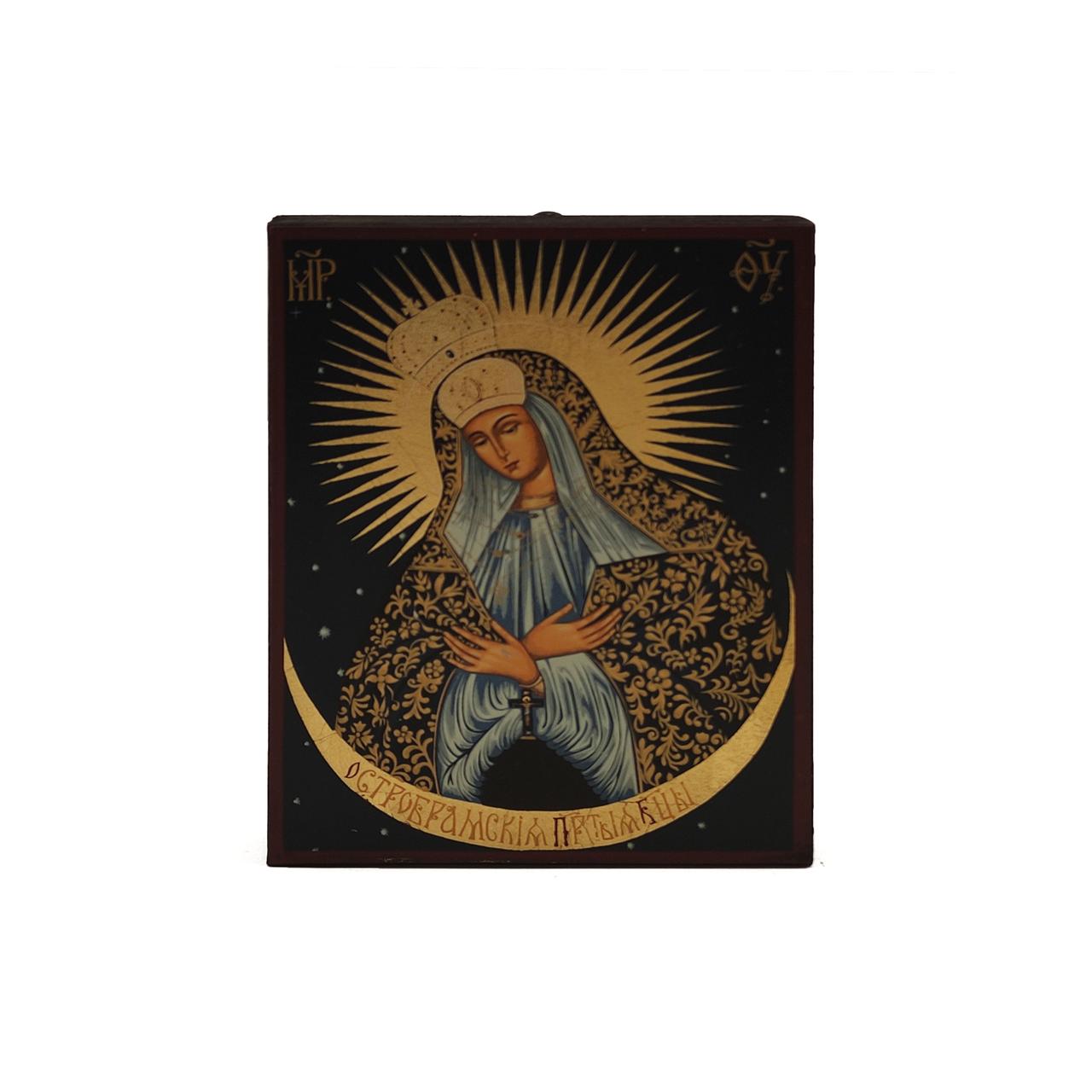 Ікона Божа Матір Остробрамська 9 Х 12 см Ручна робота з нанесенням золота