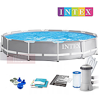 Каркасный круглый бассейн INTEX Prism Frame Pool 366 х 76 см + фильтр-насос