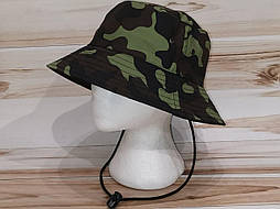 Чоловіча камуфляжна коттонова панама зі шнурком затяжкою