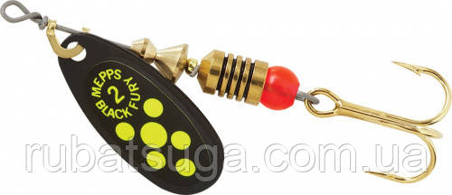 Блешня MEPPS Black Fury 2 4,5 г чорна/салатові крапки, фото 1